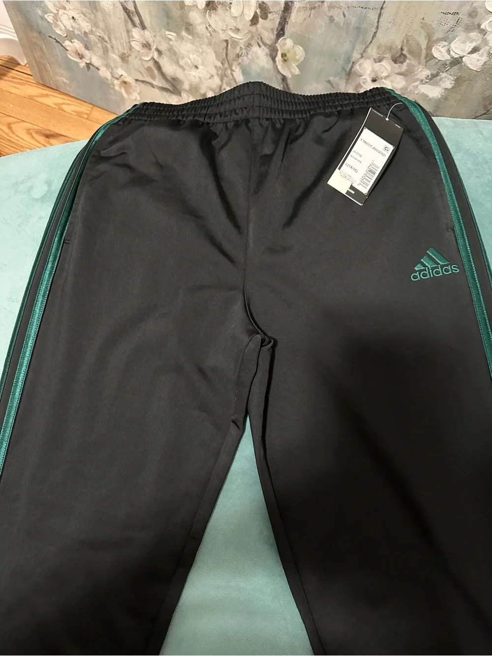 adidas Black and Green Full-Zip Track Suit Jacket and pants